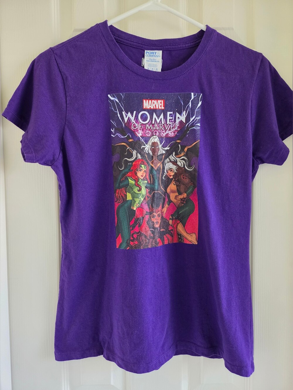 Marvel Women of Marvel Storm Rogue Jean Grey Scarlet Witch Purple Graphic Tee M